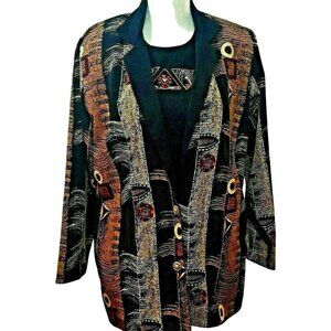 Peter Popovitch Vintage Women's M Black 2-Piece Top &‎ Jacket Set Elegant